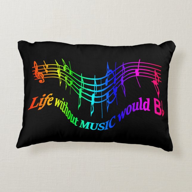 Life without Music would b flat Humour Quote Decorative Cushion (Back)