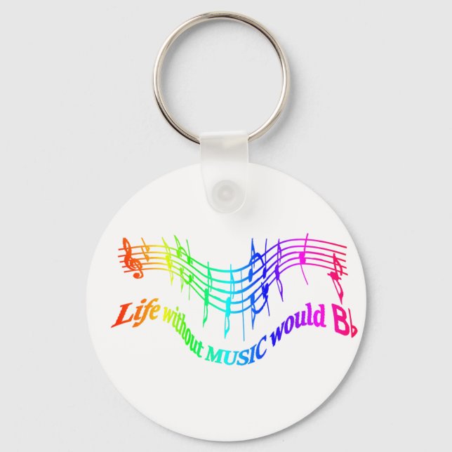 Life without Music would B Flat Humour Quote Key Ring (Front)