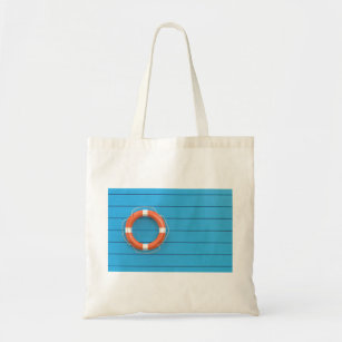 Lifebuoy ring on the blue floor tote bag