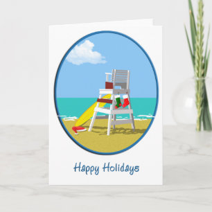 Lifeguard Chair at Christmas Holiday Card