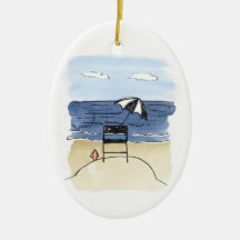 Lifeguard Chair on the Beach Ornament