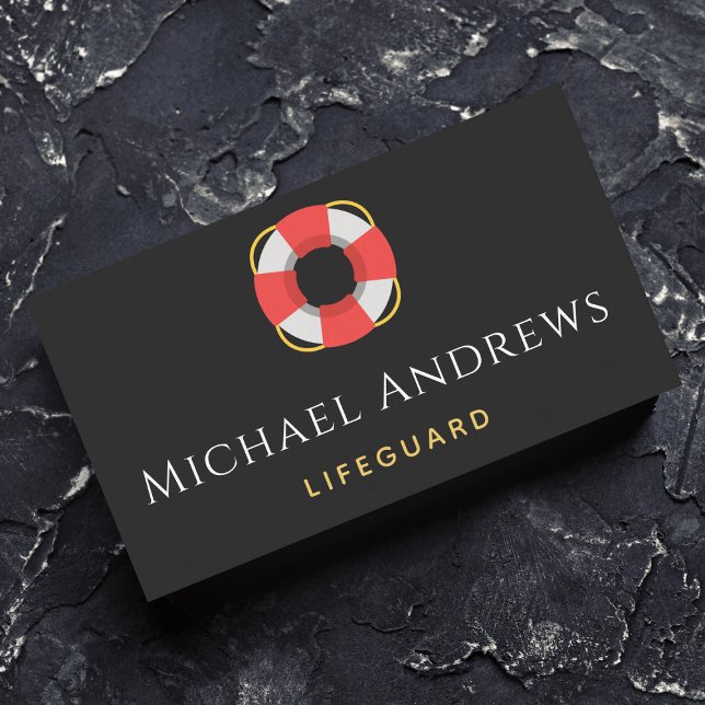 Lifeguard Float Life Buoy Pool Beach Simple Grey Business Card (Creator Uploaded)