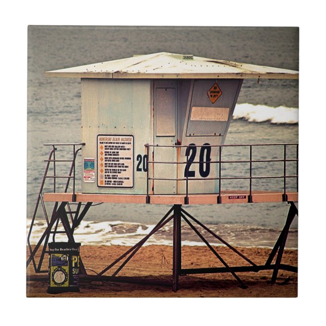 Lifeguard House Huntington Beach Ceramic Tile (Front)