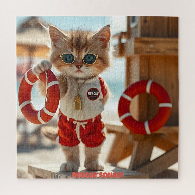 😎 Lifeguard Kitty Puzzle - Summer Fun Rescue Vibe (Vertical)