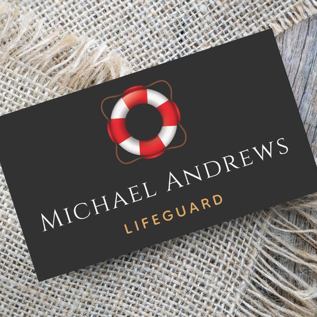 Lifeguard Life Preserver Ring Simple Minimalist Business Card (Creator Uploaded)
