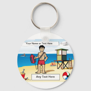 Lifeguard - Male Cartoon by PrintedPerfection.com  Key Ring