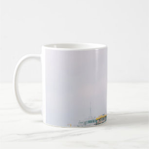 LIFEGUARD POST ON SHORE UNDER WHITE SKY COFFEE MUG