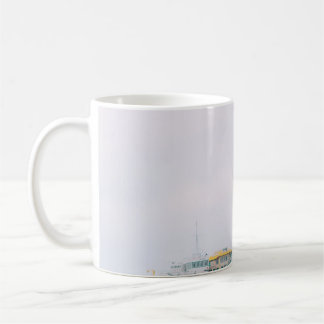 LIFEGUARD POST ON SHORE UNDER WHITE SKY COFFEE MUG