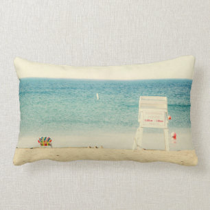 Lifeguard Stand Sandy Beach Cotton Lumbar Pillow