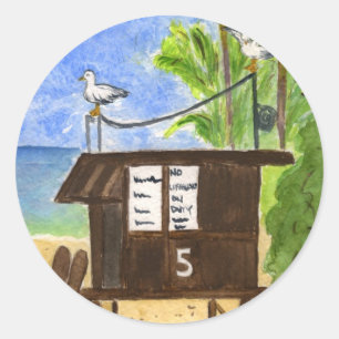 Lifeguard Station 5 Classic Round Sticker