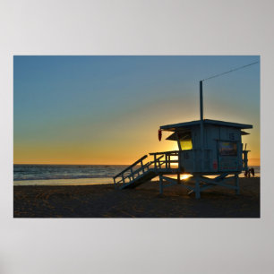 Lifeguard Station at Santa Monica Beach California Poster