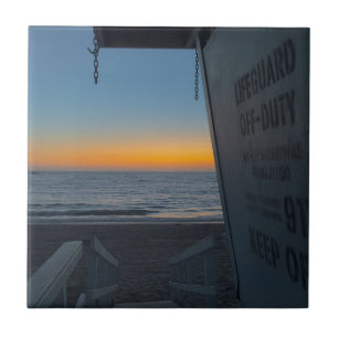 Lifeguard Tower at Sunset Ceramic Tile