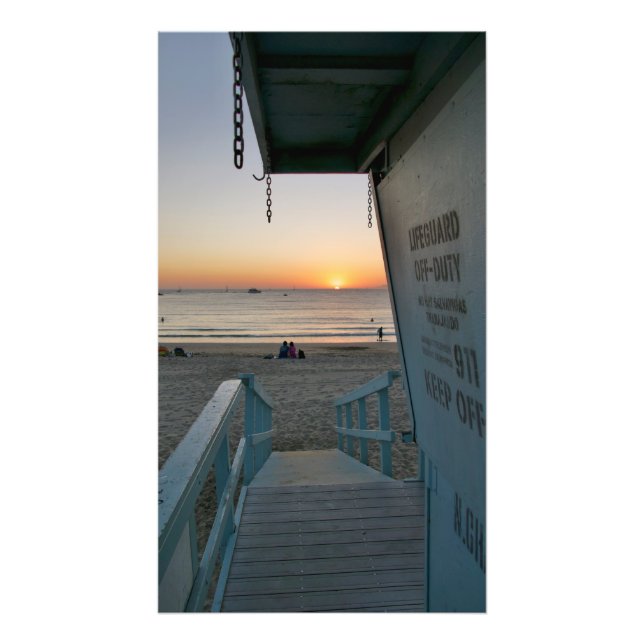 Lifeguard Tower at Sunset Photo Print (Front)