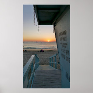 Lifeguard Tower at Sunset Poster