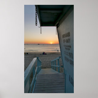 Lifeguard Tower at Sunset Poster