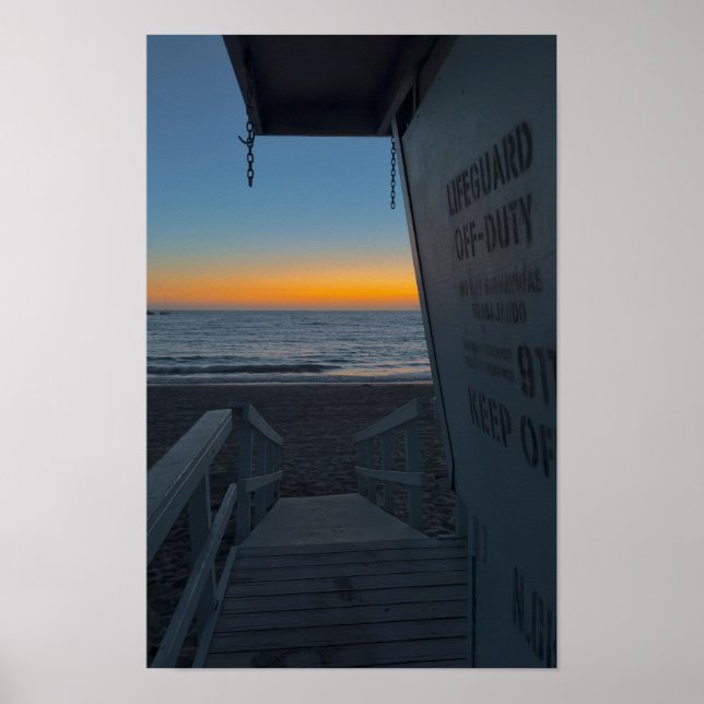 Lifeguard Tower At Sunset - Venice Beach, CA Poster (Front)