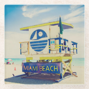 Lifeguard Tower South Beach, Miami, Fl Glass Coaster