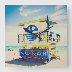 Lifeguard Tower South Beach, Miami, Fl Square Wall Clock