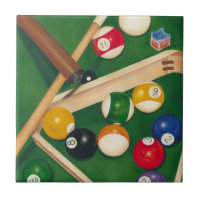Lifelike Billiards Table with Balls and Chalk