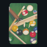 Lifelike Billiards Table with Balls and Chalk iPad Mini Cover<br><div class="desc">Rack 'em up with this spectacular painting of a billiards table by Jennifer Goldberger. The balls look new, the felt looks immaculate, and the chalk has already been applied to the cue sticks. Hang this in your home, or gift it to a friend or loved one who enjoys a game...</div>