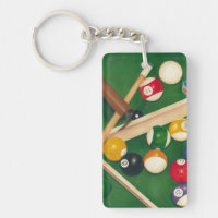 Lifelike Billiards Table with Balls and Chalk