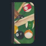 Lifelike Billiards Table with Balls and Chalk Samsung S4 Wallet Case<br><div class="desc">Rack 'em up with this spectacular painting of a billiards table by Jennifer Goldberger. The balls look new, the felt looks immaculate, and the chalk has already been applied to the cue sticks. Hang this in your home, or gift it to a friend or loved one who enjoys a game...</div>