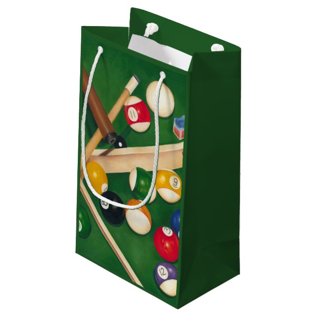 Lifelike Billiards Table with Balls and Chalk Small Gift Bag (Back Angled)
