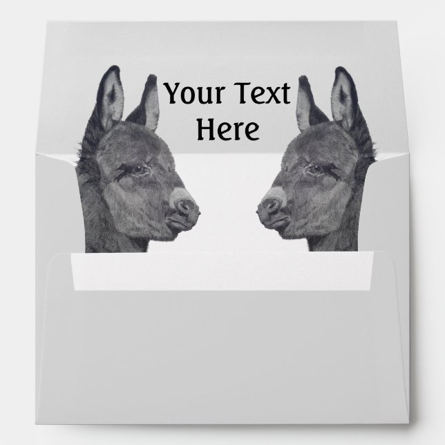 lifelike drawing of very cute donkey envelope (Back (Bottom))