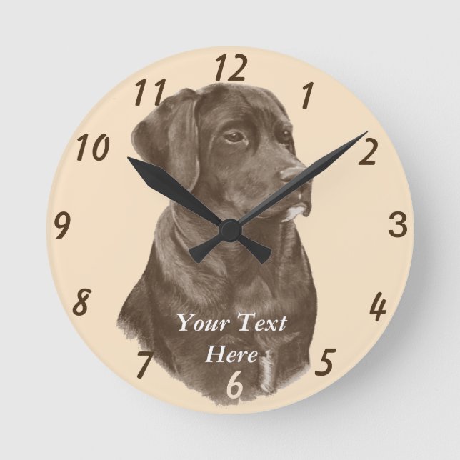 lifelike pet portait painting of labrador dog round clock (Front)