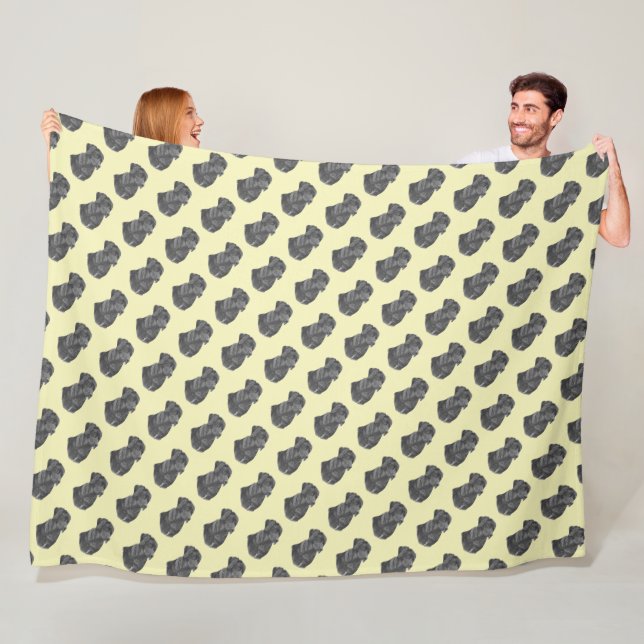 lifelike portrait painting of black labrador dog fleece blanket (In Situ)