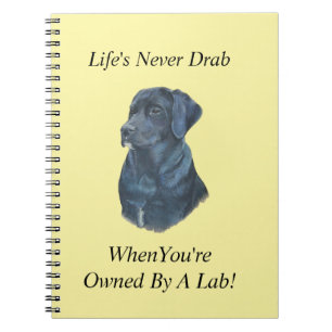 lifelike portrait picture of black labrador dog notebook