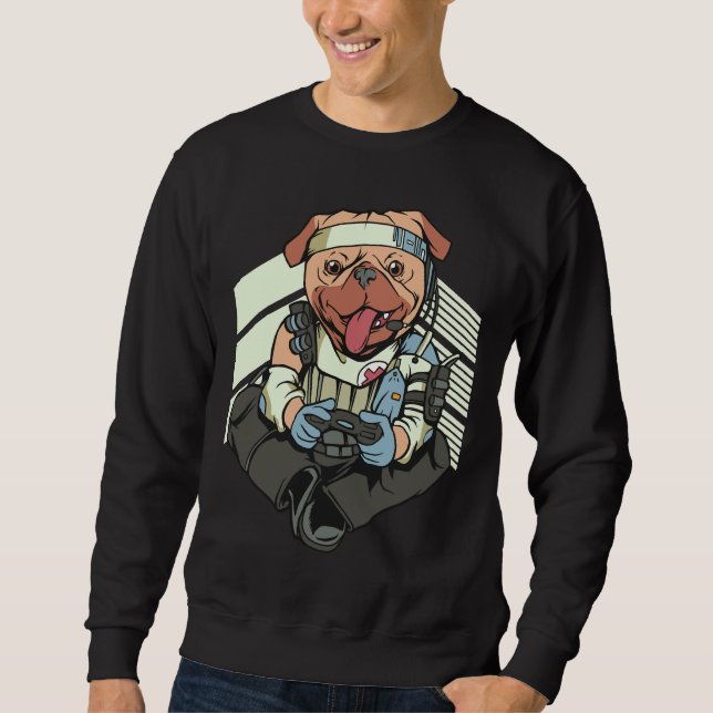 LIFELINE PUG GAMER DOG Classic T-Shirt 206 Sweatshirt (Front)