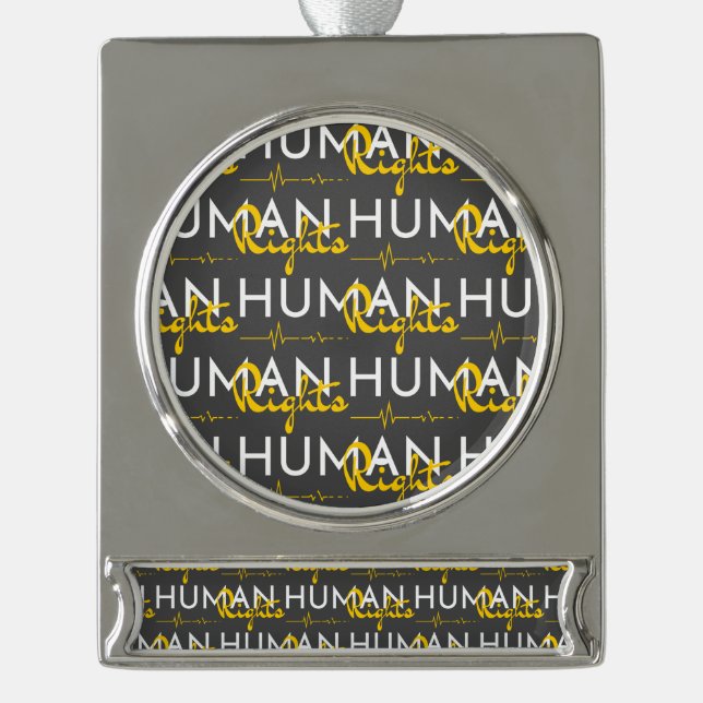 Lifeline to Human Rights Silver Plated Banner Ornament (Front)