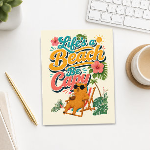 Life's a Beach Be Capy — Tropical Capybara Postcard