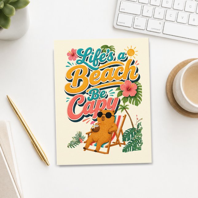 Life's a Beach Be Capy — Tropical Capybara Postcard (Life's a Beach Be Capy — Tropical Capybara Postcard)