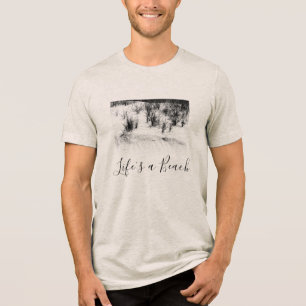 "Life's A Beach" Black Grey Photo Motivational Tri-Blend Shirt