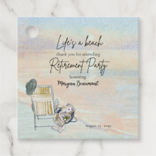 Life's a Beach Chair Retirement Party Favour Tags