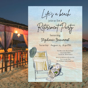 Life's a Beach Chair Retirement Party  Invitation