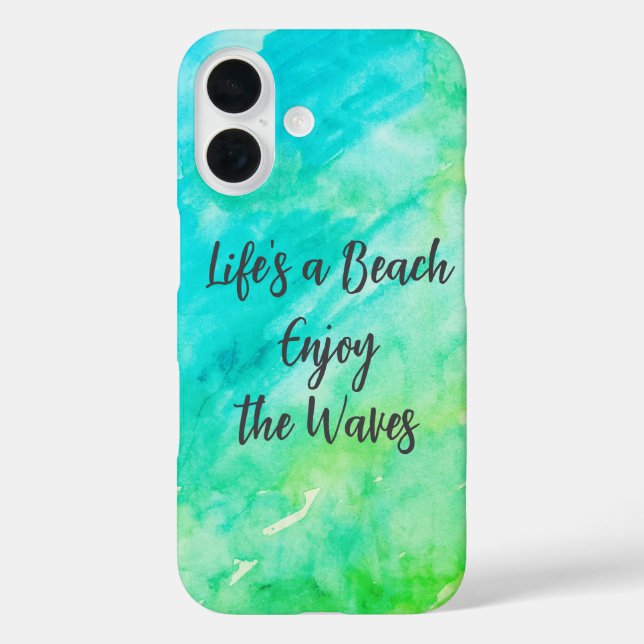 Life's a Beach Enjoy the Waves Blue Texture Quote Case-Mate iPhone Case (Back)