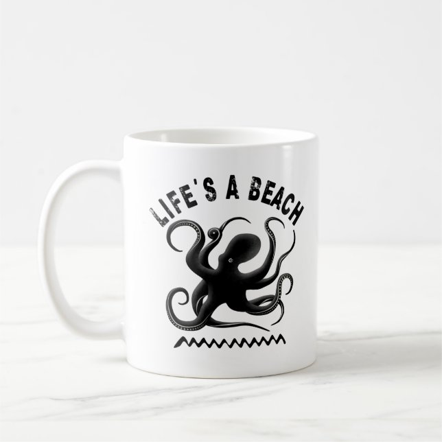 Life's a Beach - Funny Summer Quote Design Coffee Mug (Left)