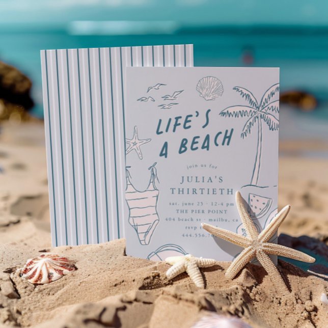 Life's a Beach Girls Blue 30th Summer Birthday Invitation (Creator Uploaded)