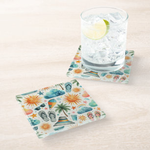 Life's a Beach Glass Coaster