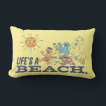 Life's A Beach Lumbar Cushion<br><div class="desc">This cute design features Ernie,  Bert,  Cookie Monster,  Elmo and Bird Bird on their way to the beach and the waves.  © 2021 Sesame Workshop. www.sesamestreet.org</div>