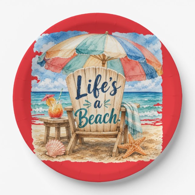 "Life's A Beach" Paper Plate (Front)