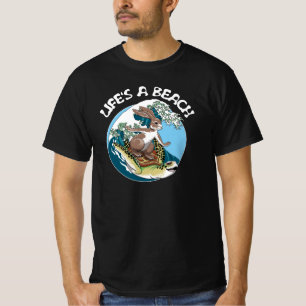 Life's a Beach - Rabbit and Turtle Surfing T-Shirt