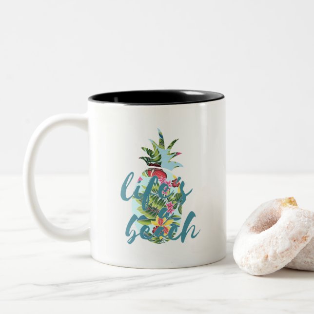 Life's A Beach Tropical Pineapple Mug (With Donut)