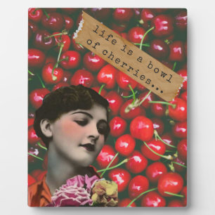 Life's A Bowl of Cherries Altered Art Plaque