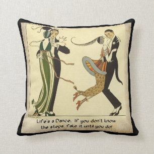 Life's a Dance:  Art Deco Illustration Cushion