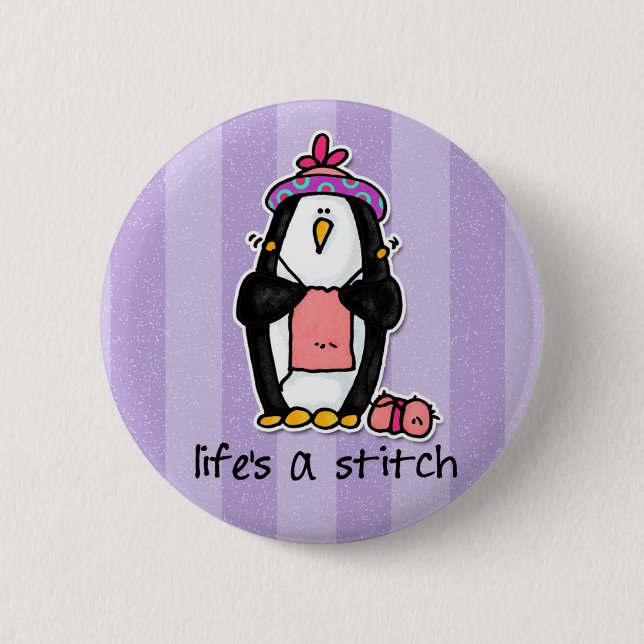 life's a stitch 6 cm round badge (Front)