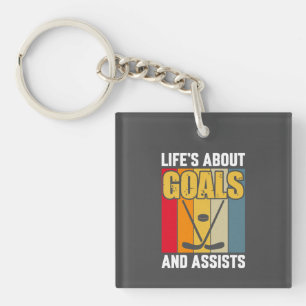 Life's About Goals and Assists Hockey Key Ring